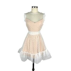 SHOWPO. Dress Especially For You Mini Dress Lace Cutout Cream Size 4 US NWT